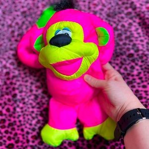 1994 vintage hot pink and yellow monkey